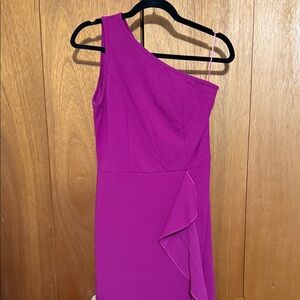 Elegant One-Shoulder Fuchsia Dress